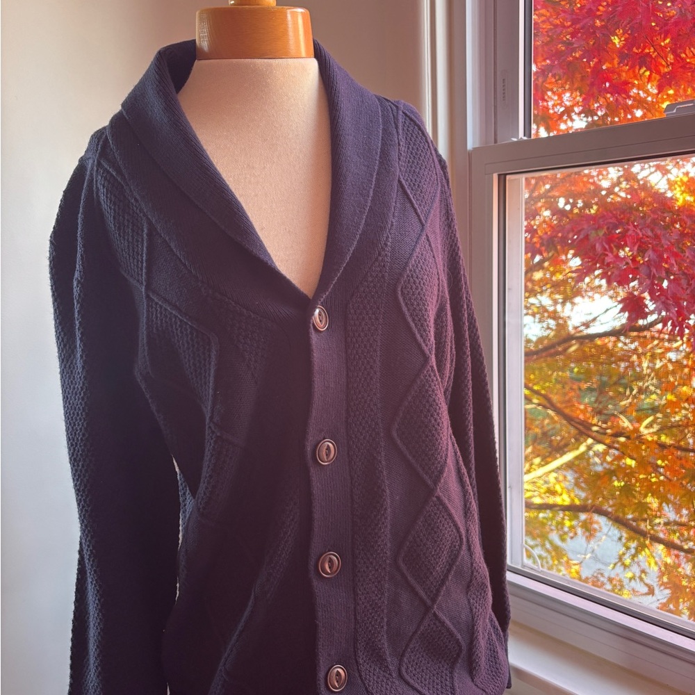 Elegant Navy Cable Knit Cardigan